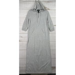 LRL Ralph Lauren Dress Sz M Gray Hooded Maxi Hooded Sweater Knit Half Sleeve